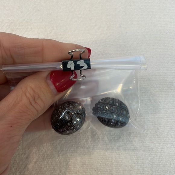 💐5/25 clip on marcasite earrings oval rounded 1980 1990s modern retro - Picture 5 of 5